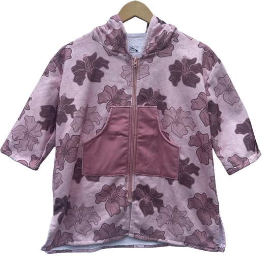 MAUVE HIBISCUS HOODED PONCHO TOWEL