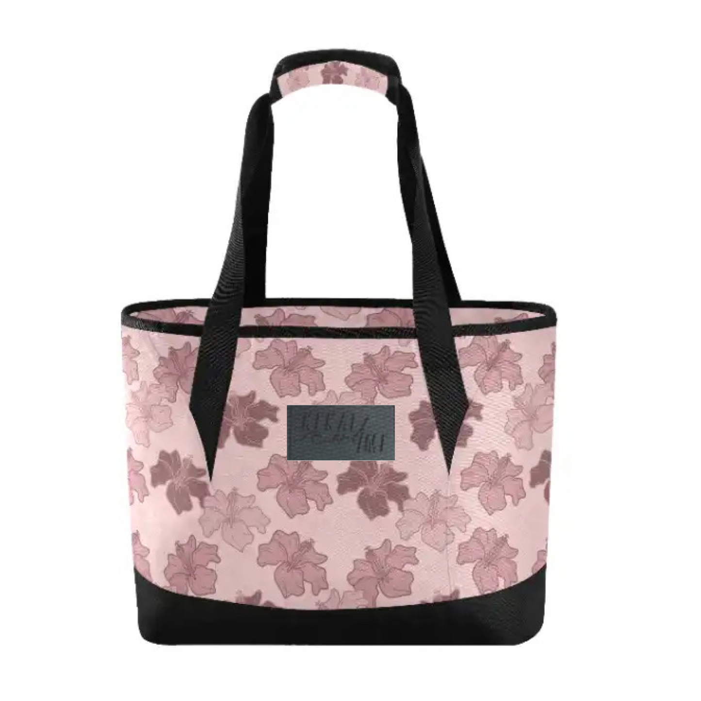 MAUVE HIBSICUS INSULATED COOLER TOTE BAG