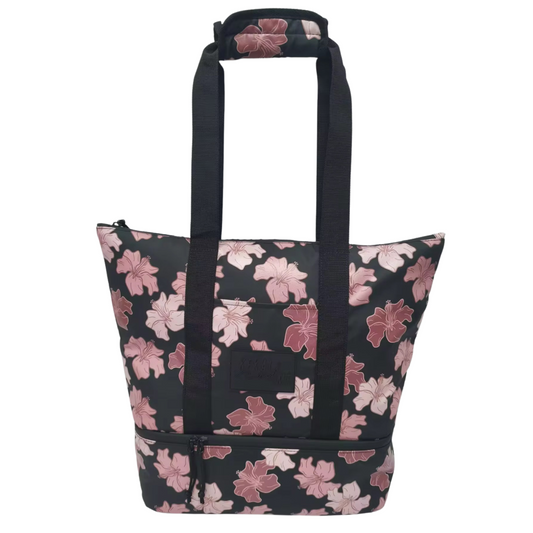 MAUVE HIBISCUS HOLO HOLO COOLER TOTE BAG