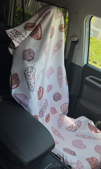 REVERSIBLE SEAT COVER TOWEL — SEASHELLS