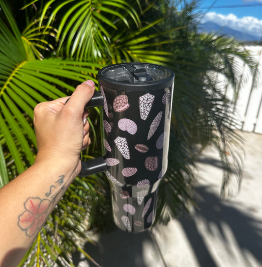 40OZ SEASHELL LEAK PROOF TUMBLER (BLACK)