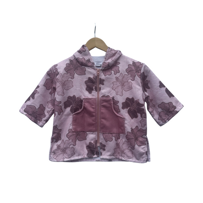 MAUVE HIBISCUS HOODED PONCHO TOWEL