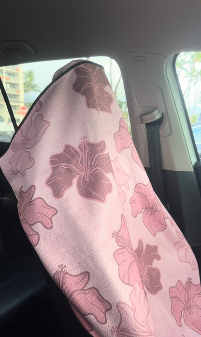 REVERSIBLE CAR SEAT COVER TOWEL — MAUVE HIBISCUS